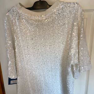 White Sequin Shirt NWT Sparkle Party Holiday Shirt